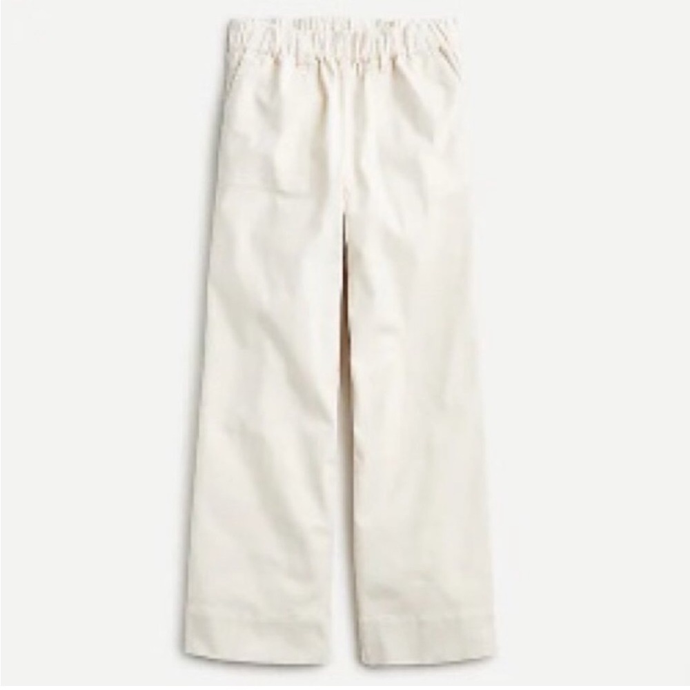 J. Crew Pull On Wide Leg Chino Pant Elastic Waist Summer Crop AY943 TALL Large - Picture 3 of 11